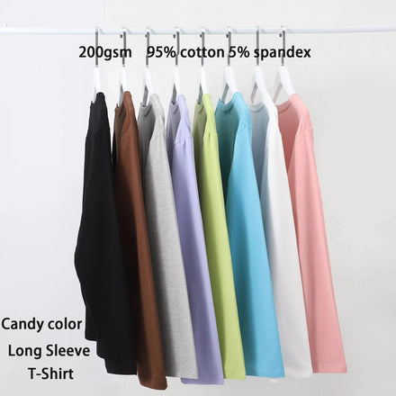 Manufacturer Blank Plain Women's Long Sleeve T-shirts Custom LOGO Sublimation Printing Unisex Tshirt for Man Woman