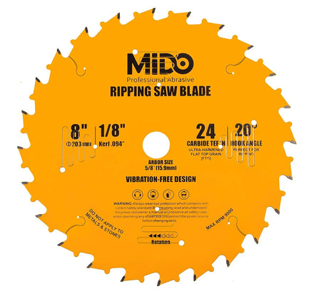 US Local Stock Ships in 24H Free Shipping USA 8 Inch 24-Tooth Miter Saw Blades 5/8'' Arbor Ripping Tico Carbide Cutting Disc