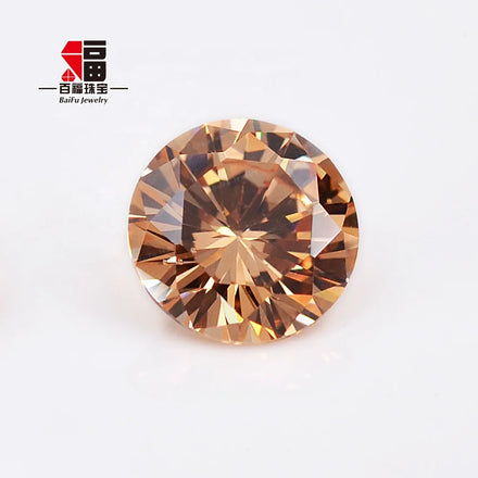 Wholesale Baifu 1.0-3.0mm Round Brilliant Faceted CZ Stones Dark Champagne Color Loose Cubic Zirconia for Jewelry Supply