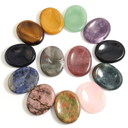 Crystal Worry Stone Thumb Gemstone Natural Healing Crystal Therapy Reiki Massage Chakra Worry Stone
