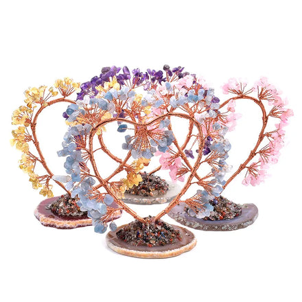 Wholesale Natural Crystal Gravel Healing Stones Tree Amethyst Gemstone Heart Crystal Money Tree