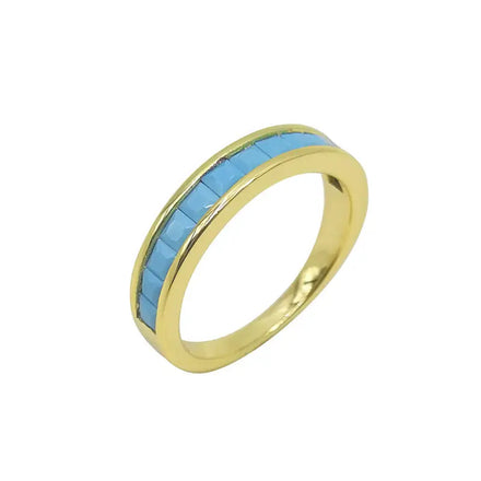 INS Hot Selling Trendy Engagement Party Fashion Rings Women 925 Sterling Silver Gold Plated Square Blue Zircon Ring