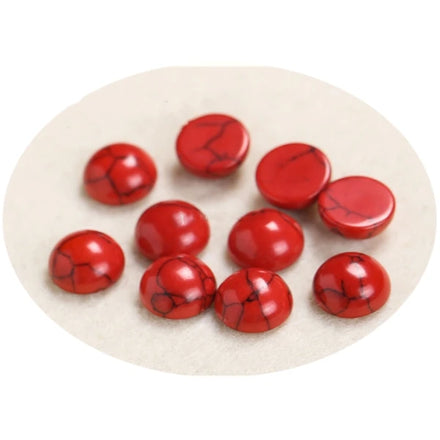 4\6\8\10\12MM Gemstone Cabochons Natural Synthetic Stone Beads Red Turquoise Cabochons for Earring Necklace Bracelet