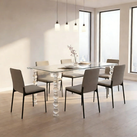 Luxury Hotel Rectangular 6-Seater Glass Table Handmade Modern Nordic Acrylic Dining Room Table Assembled for Weddings