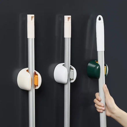 Broom Holder Gripper Mop Holders Wall Mount Mop Racks Holders Self Adhesive No Drilling Super Durable Hanger for Home