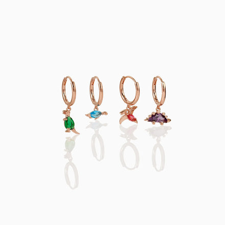 New Jewelry Diamond Cartoon Dinosaur 18kCopper Earrings Hoop Small Animal Colorful Zircon Brass Pendant Ear Cuff Huggie Earrings