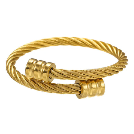 Vintage Fashion Men's Stainless Steel Geometric Adjustable Bracelet Hot Gold and Silver Color Trendy Jewelry with Gold Plating