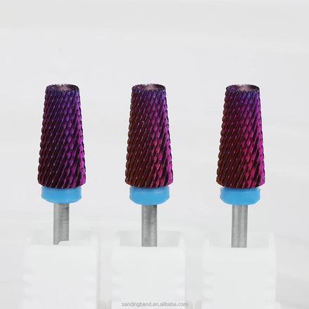 2022 Newest Tornado 5 in 1 Electric Nail Drill Bit Tungsten Carbide with Purple Coating Milling Cutter Rotary Burrs Filing Bits