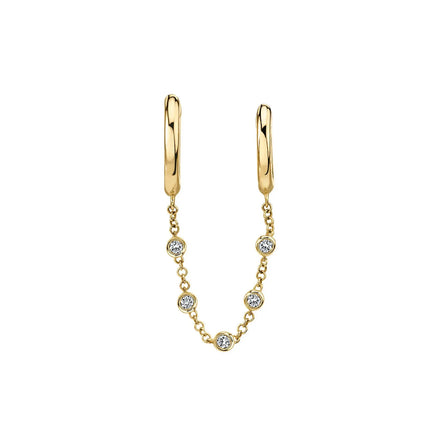 Hot Selling Fashion Ladies 18k Gold Plated Earrings Long Chain Zircon Hoop Earrings Jewelry for Women