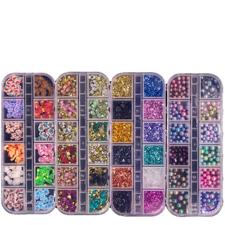 New Product Manufacture Exclusively for 12 Color DIY Color Flat Nail Rhinestones Nail Accessories Charms