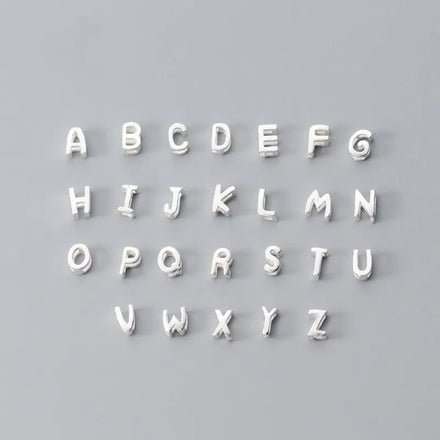 S925 26 Hollow English Alphabet Necklace Braided Rope Letter Spacer Beads DIY Jewelry Accessories Wholesale for Jewelry Making
