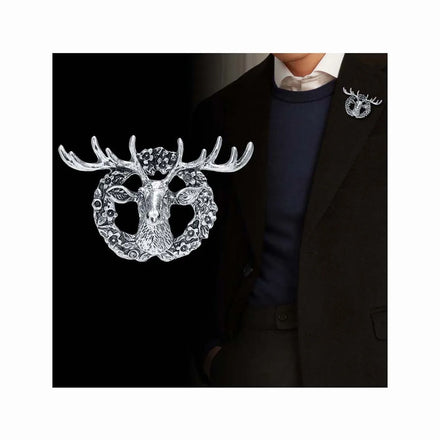 Vintage Western Men Garment Ornament Pins 3D Elk Head Emblem Animal Women Suit Accessories Coat blazer Design Alloy Lapel Brooch