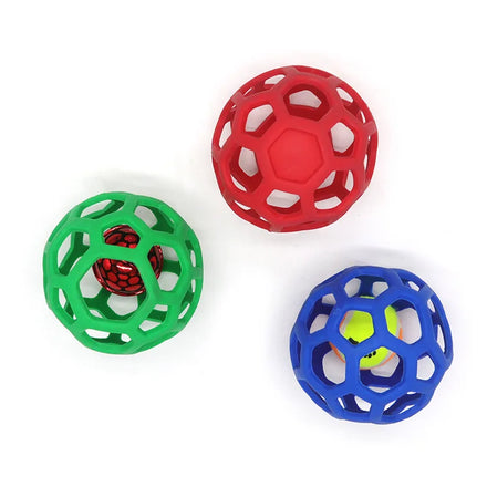 Pet Factory Wholesale Dog Toy Hollow Ball TPR Plastic Bite Resistant Elastic Rubber Ball Christmas Bell Pet Toy Ball