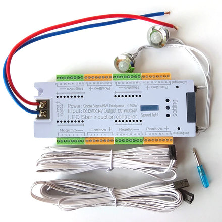 Lebeisenf 32-Channel LED Stair Strip Light Controller with PIR Motion Sensor DC 12V/24V CE ROHS Certified Max 400W