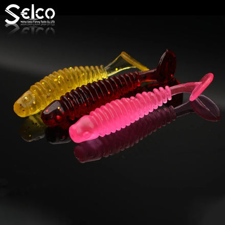 Selco Wholesale Micro Sea Worm Lure Soft Plastic Soft Silicon Paddle Tail Lure