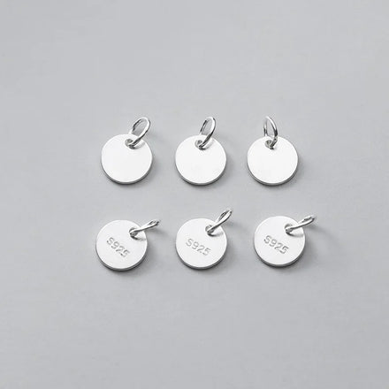 925 Sterling Silver Sheet Round Card Charm Bracelet Pendant DIY Jewelry Accessories Handmade Charms for Jewelry Making Wholesale