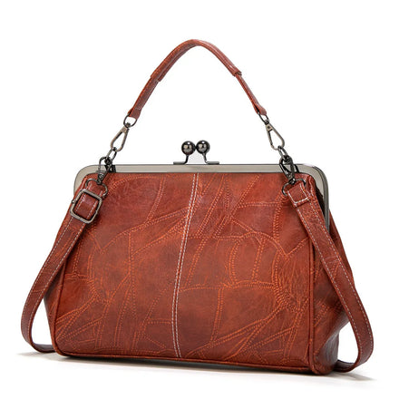 Women's New Fashion One Shoulder Handheld Tote Bag Vintage Satchel Purse Clip Bag Leather Designer Shoulder Tote Bag PU ZIP