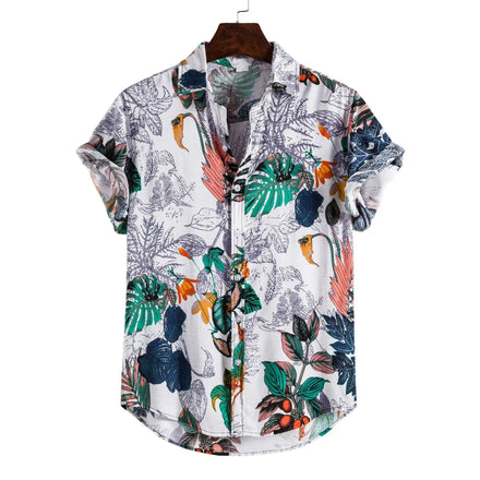 Wholesale Custom Plus Size Men Casual Summer African Printed Button Down Beach Hawaiian Short Sleeve Shirt