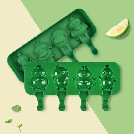 Silicone Molds 4 Cavatities Popsicle Mold Cartoon Duck Animal Shape Silicone Homemade Ice Cream Molds