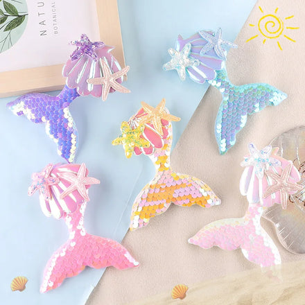 New Design 3D Sew/stick on Sequin Embroidery Crystal Mermaid Patch for DIY Hair Clip or Kid's Clothes Decoration