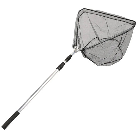 Long 1.5-2.1m Telescopic Aluminum Handle Triangular Folding Hand Woven Net Landing Fishing Gear