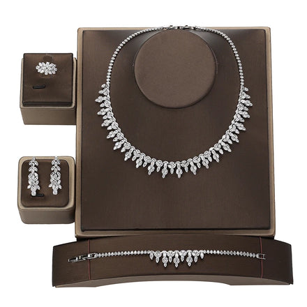 4pcs Flower Drop Big Cubic Zircon Dubai Woman Party Costume Jewelry Sets for Brides Wedding Luxury BN8599