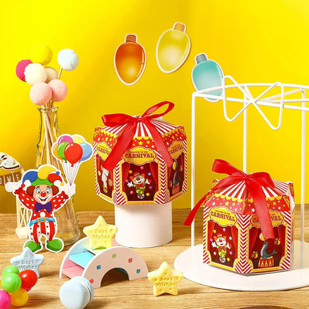 Carnival Themed Gift Box Circus Paper Candy Box Striped Carnival Party Decoration for Birthday Carnival Decoration Treat