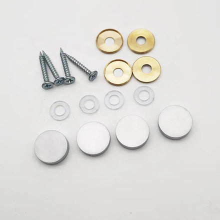 Brass Screw Head Covers Mirror Screws Caps Satin Chromed Finish 19mm Diameter Partially Threaded Flat Washer 3mm Bolts Walron