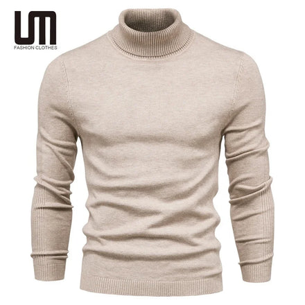 OEM ODM Wholesale New Winter Fashion Mens Turtleneck Solid Color Quality Warm Slim Pullover Thick Sweaters