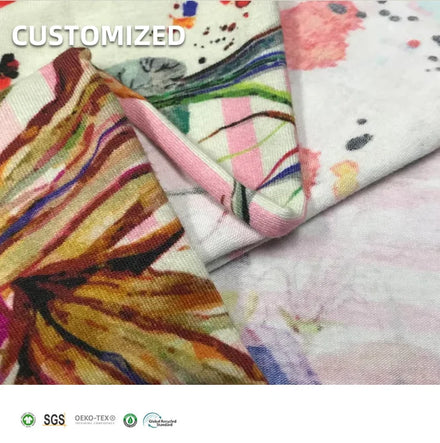 OEKO Eco-Friendly Custom Printed 68% Bamboo 27% Cotton 5% Spandex Jersey Knitted Fabric for Outdoor Home Textile Girls' Boys'