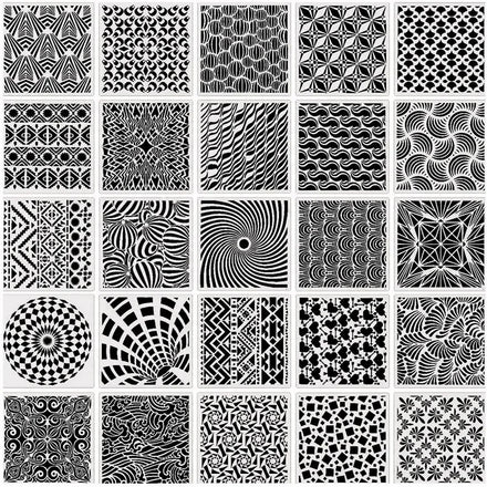 25 Pieces Geometric Stencils 6 X 6 Inch Painting Templates for Scrapbooking Tile Furniture Wall Decor