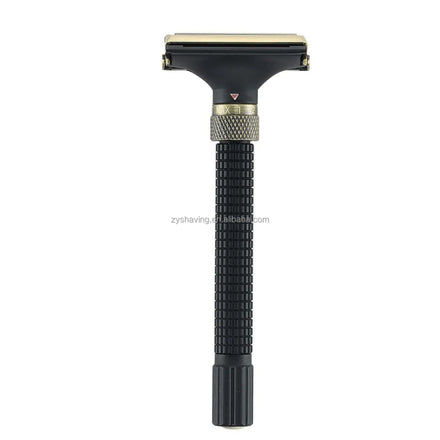 Long Handle Double Edge Safety Razor Butterfly Open Razor with 10 Stainless Steel Double Edge Safety Razor Blades Close Clean