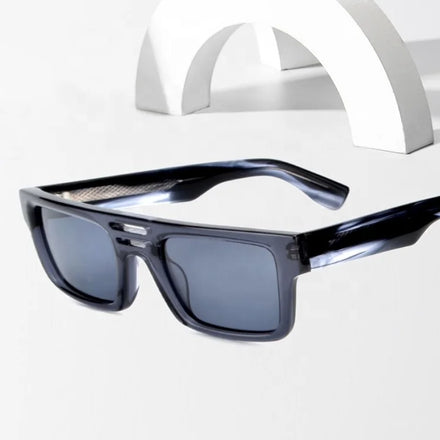 Fashion Women Men Polarized Sunglasses with TAC Lenses Acetate Frame Black Square Design Custom Logo UV Protection