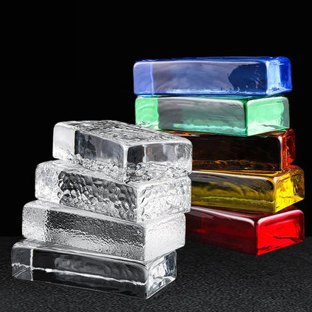 Ice Grain Bubble Crystal Brick Partition Colorful Sun Grain Screen Solid Transparent Super White Glass Brick Blank Crystal Block