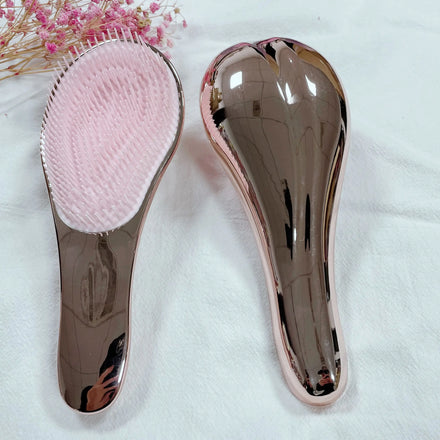 Wholesale Wet Bristles Brush Promotion Cheap Rose Gold Pink Private Label Electroplated Detangling Hair Brush