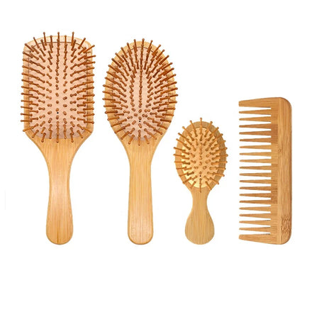 Wholesale Custom Logo Eco Friendly Massage Natural Bamboo Hair Brush Wooden Paddle Hair Wooden Hair Brush
