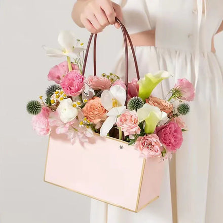 Wholesale Packaging Bag Kraft Paper Waterproof Flower Tote Bag for Bouquet Packaging