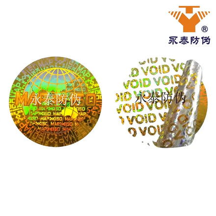VOID Tamper Evident 3D Hologram Sticker Die-Cut Custom Adhesive Vinyl on Cardboard Rolled for Beverage Juice Use Made in China
