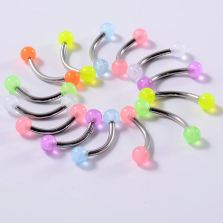 Hot Sale Colorful Acrylic Piercing Tongue Stud Set Luminous Belly Button Horse Hoof Nail Nose Ring Eyebrow Lip Nail