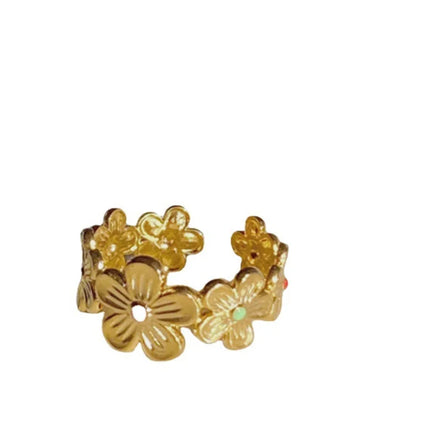 New Design Gold Plated Jewelry Women Dainty Charm Flower Charm Ring