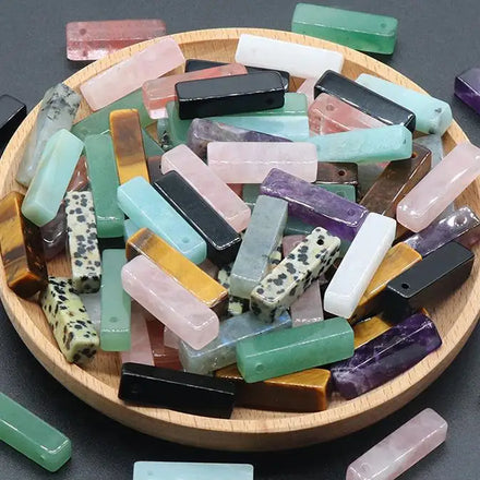 Rectangle Stone Pendant Assorted Colorful Natural Healing Crystal Genuine Stone Geometric Cubic Square Pendant for Necklace