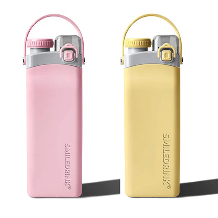 SMILEDRINK Portable Foldable Collapsible Silicone Sports Outdoor Squeeze Water Bottles With Lid