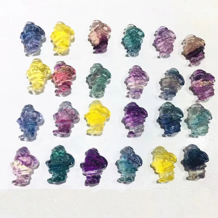 Fashion Natural 0.5 Inch Healing Crystal Father Christmas Stone Mini Fluorite Carving Ornament Decoration