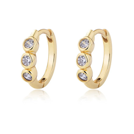 Fashion Jewelry Earrings 925 Sterling Silver Diamond by the Yard Earring Round Zircon Gold Plated Hoop Earrings for Women