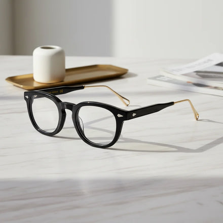 New High-Grade Design Retro Oval Acetate Glasses Frame Fashion Metal+acetate Temple Men Women Acetate Optical Glasses Frames
