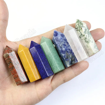 Natural 5CM Gemstone Point Hexagon Tower Shape Stones 6 Sided Crystal Carved Crafts for Gift Decoration