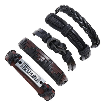 Wholesale Handmade Woven Dream Letter Charm Bracelet for Men and Unisex 5 Pcs/set Couple Jewelry