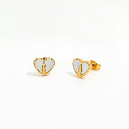 Fenny 18K Gold-plated Fashion Sweety Elegant Shell Heart Stud Earring Trend for Women Wholesale Stainless Steel Ladies Jewelry