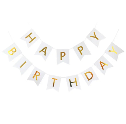 Happy Birthday Banner Custom Gold Print 16.5*11.5 CM Flags Party Decoration Happy Birthday Banner