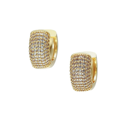 Trendy Gold-Plated Zircon Huggie Hoop Earrings for Women Colorful Brass Jewelry with Gold-Plated Zircon Fashionable Huggie Style